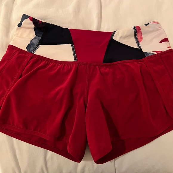 lululemon athletica Pants - Lululemon Exercise Shorts in Raspberry, Navy and White